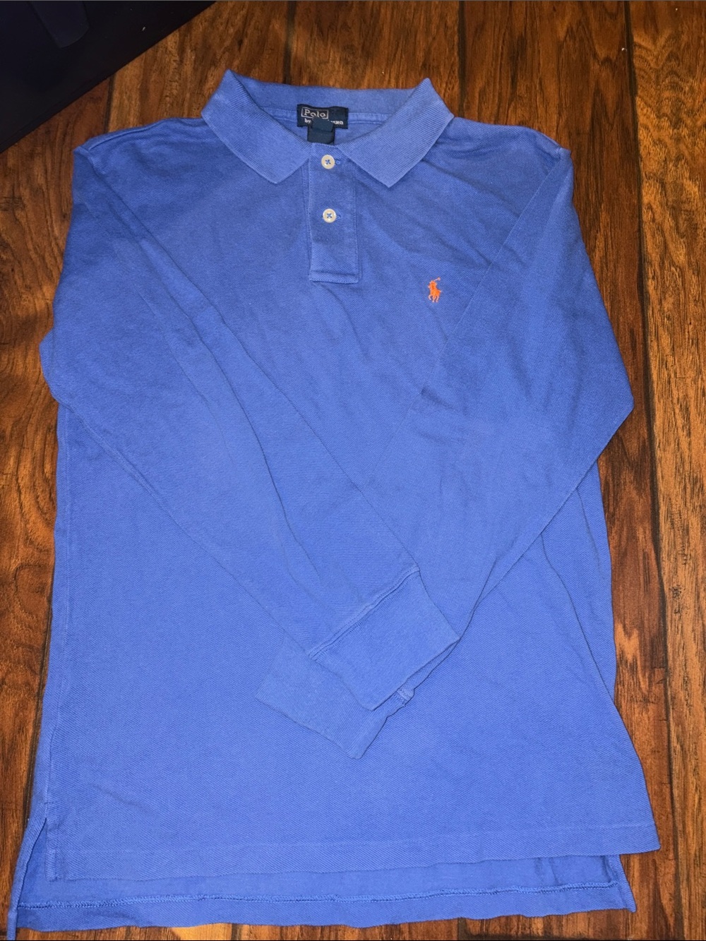 Ralph Lauren Boys  Long Sleeve Polo - Royal Blue with Orange Pony. Med (12/14)